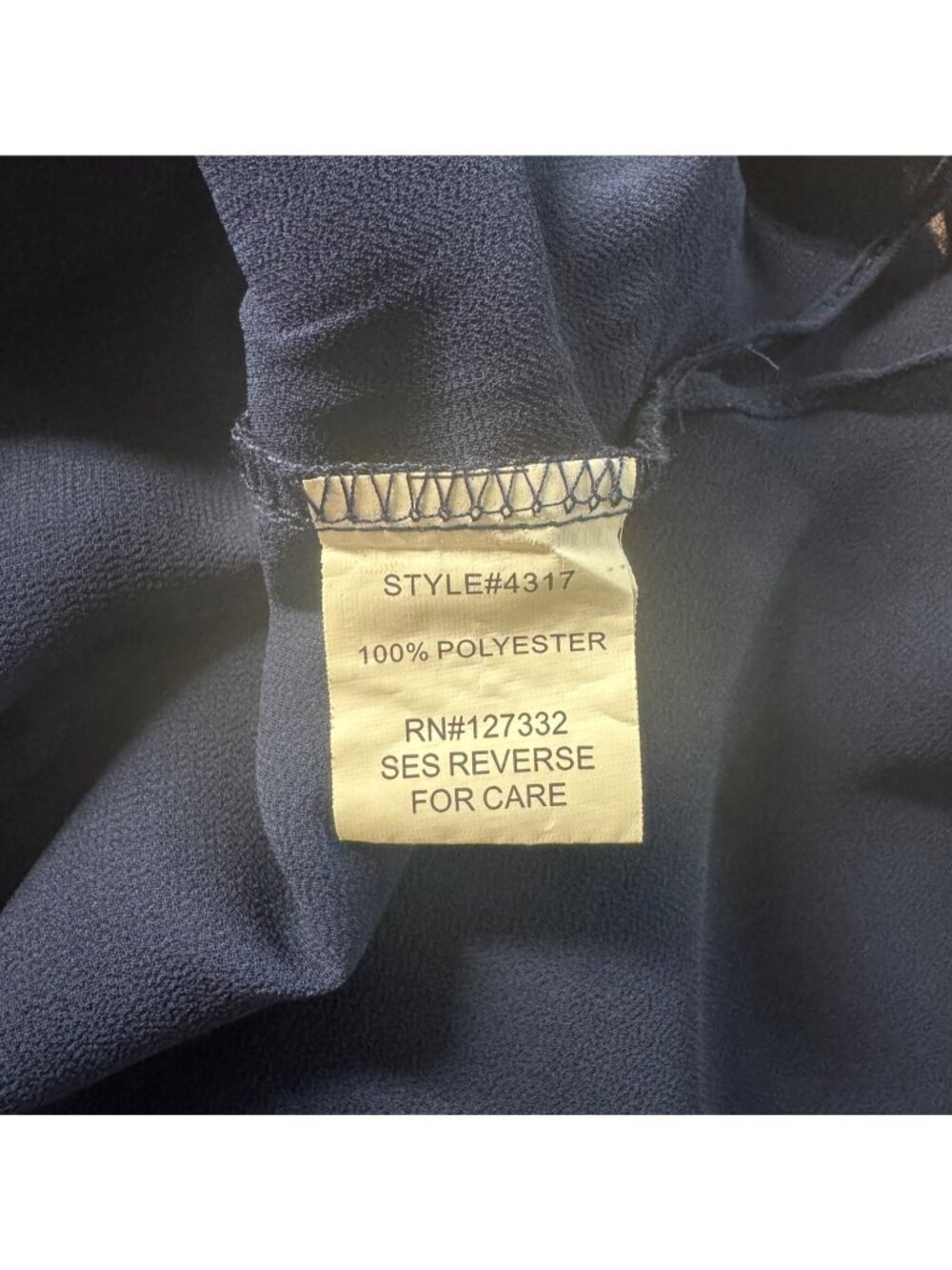 Navy Blue Sleeveless Sequin Accent Layered Chiffon Blouse Top By Faisca L - Picture 5 of 8
